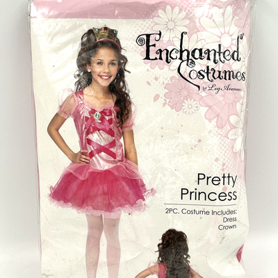 Pretty Princess Peach Pink Game Cute Fancy Dress Up Halloween L 10 12 Costume