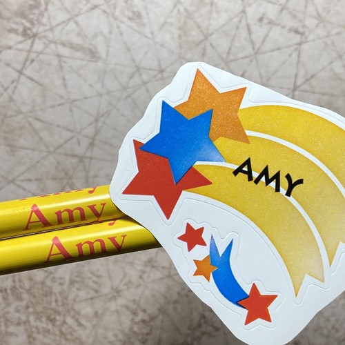 vintage 80s Personalized Name AMY sticker & Pencils - 1980&rsquo;s Lot