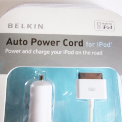 Belkin Car Charger Made for iPod WHITE Auto Power Cord NEW in Package