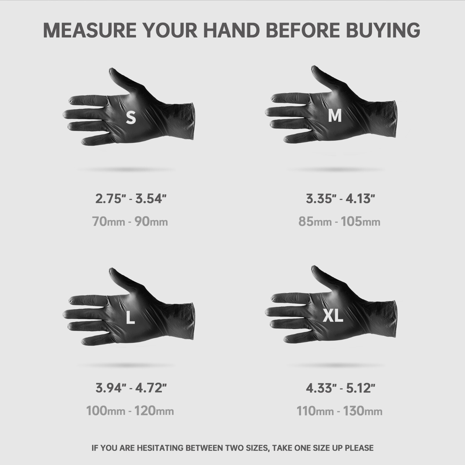 Disposable Nitrile Gloves 100 PCs 4.5 mil Black Powder-Free Food-Safe Exam Glove