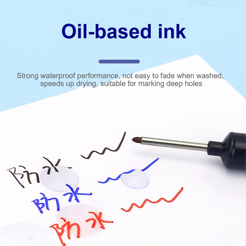 3x Long Head Markers Deep Hole Marker Pen For Bathroom Woodworking