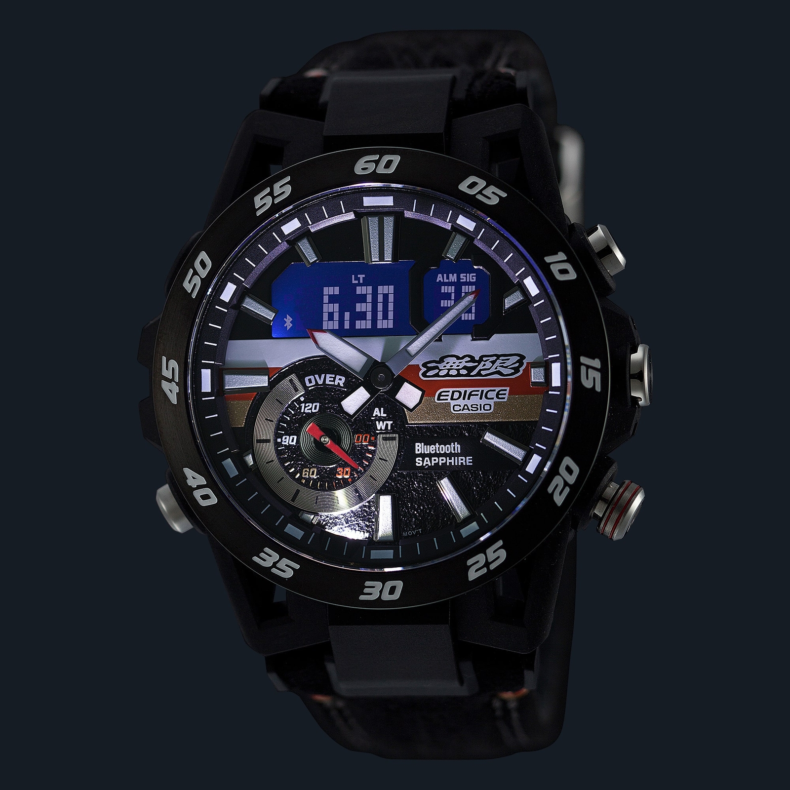 Pre-owned Casio Edifice Mugen Edition Ecb-40mu-1ajr Limited Bluetooth Watch Alcantara Band
