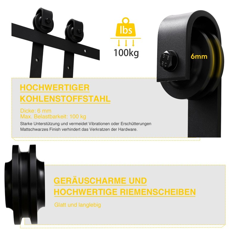 183cm Schiebetürbeschlag Set Schiebetürsystem Flaschenzug Türzubehör