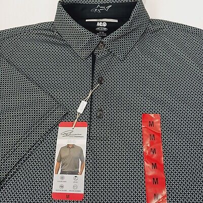 NEW Greg Norman Mens M Polo Golf Shirt Geometric Chainmail Pattern ML75 Play Dry