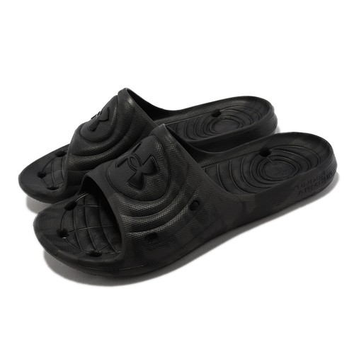 

Under Armour Locker Camo UA Black Grey Men Slip On Sandals Slippers 3024449-002, Черный, Locker Camo