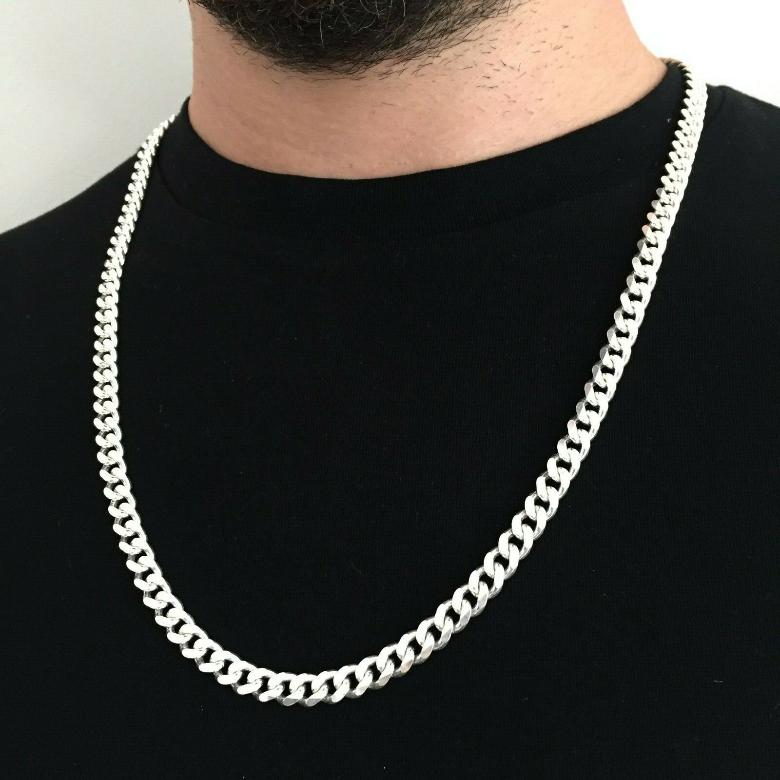 Pre-owned Handmade Mens Miami Cuban Chain Curb Link Jayz Tight 925 Sterling Silver 8mm 102gr 28inch