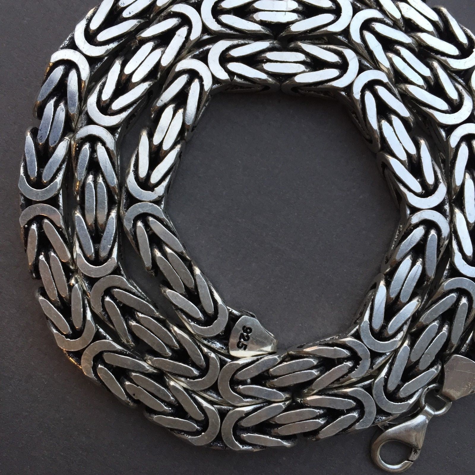 Pre-owned Handmade 8mm 925 Sterling Silver Bali Byzantine Viking Chain Necklace 149 Gr 20 Inch