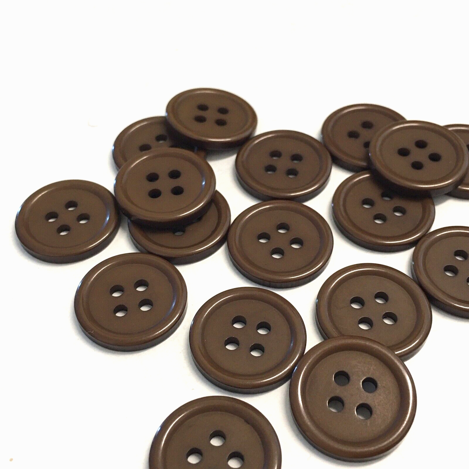 24 Buttons Dark Brown Coffee Plastic 4-Hole Sew Through Sewing 18 mm #BR66