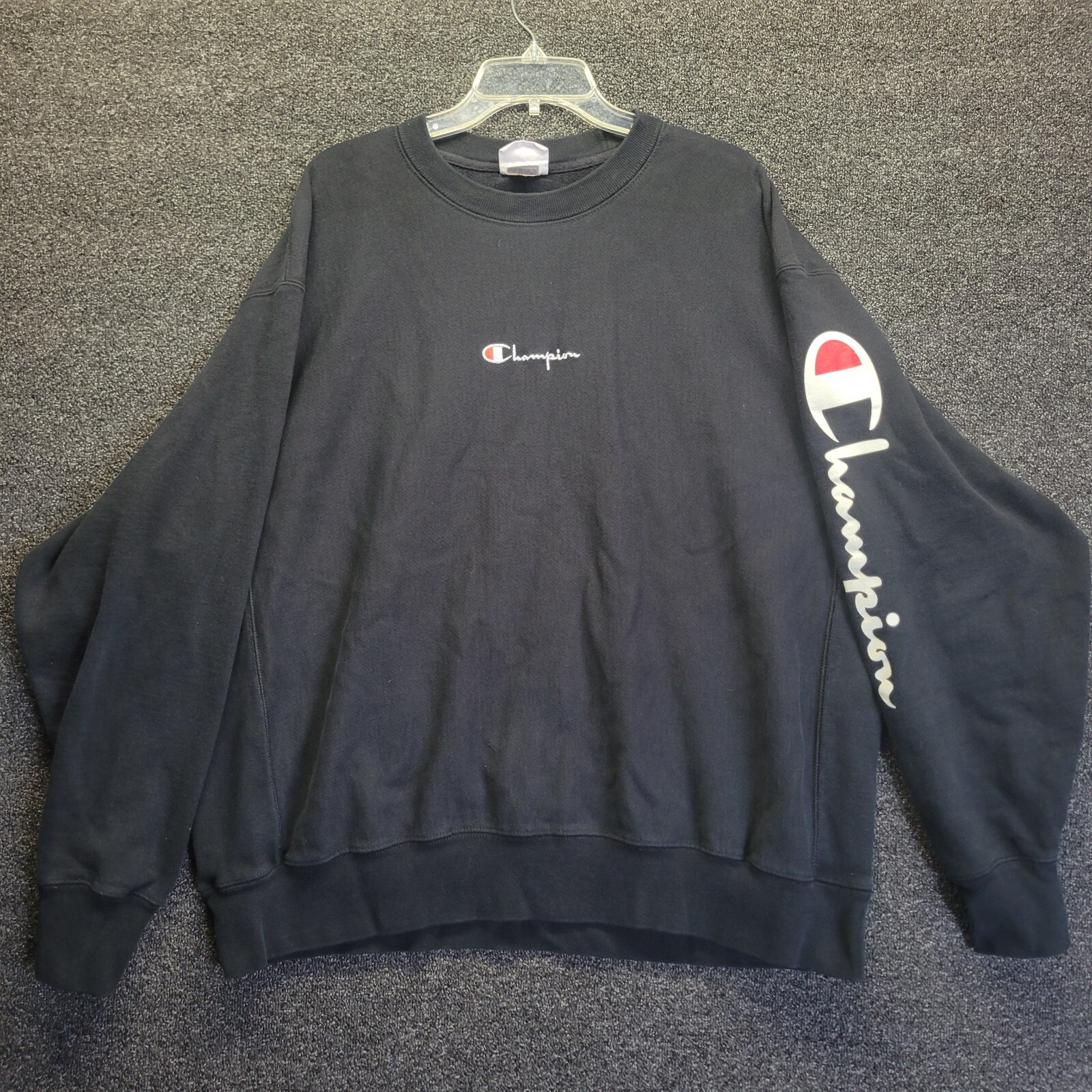Champion Reverse Weave Sweatshirt Sz 2XL Black Spellout Logo Champion Reverse Weave Sweatshirt Sz 2XL Black Spellout Logo