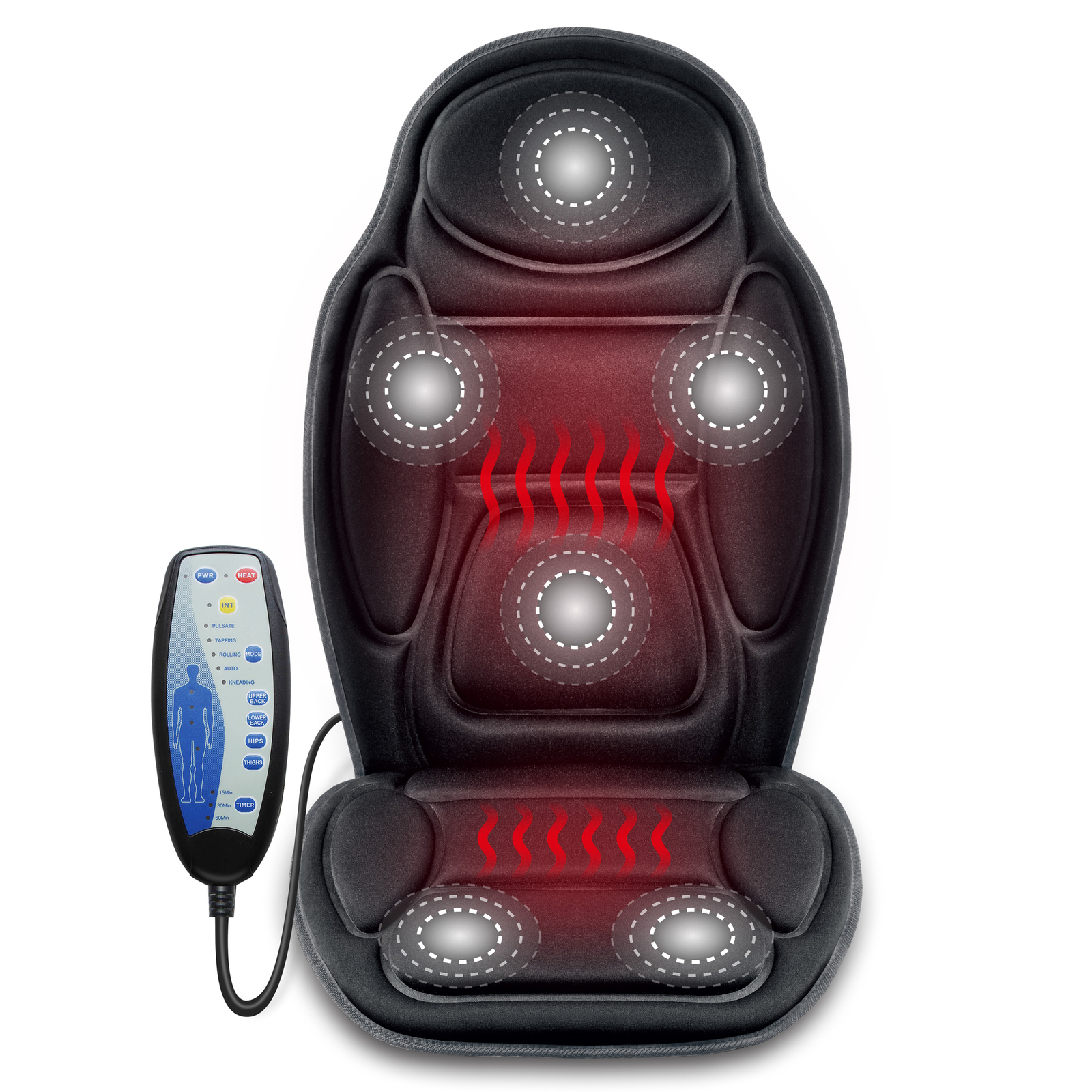 Snailax Back Massager with heat, Massage Seat Cushion, 6 Vibration Massage Nodes