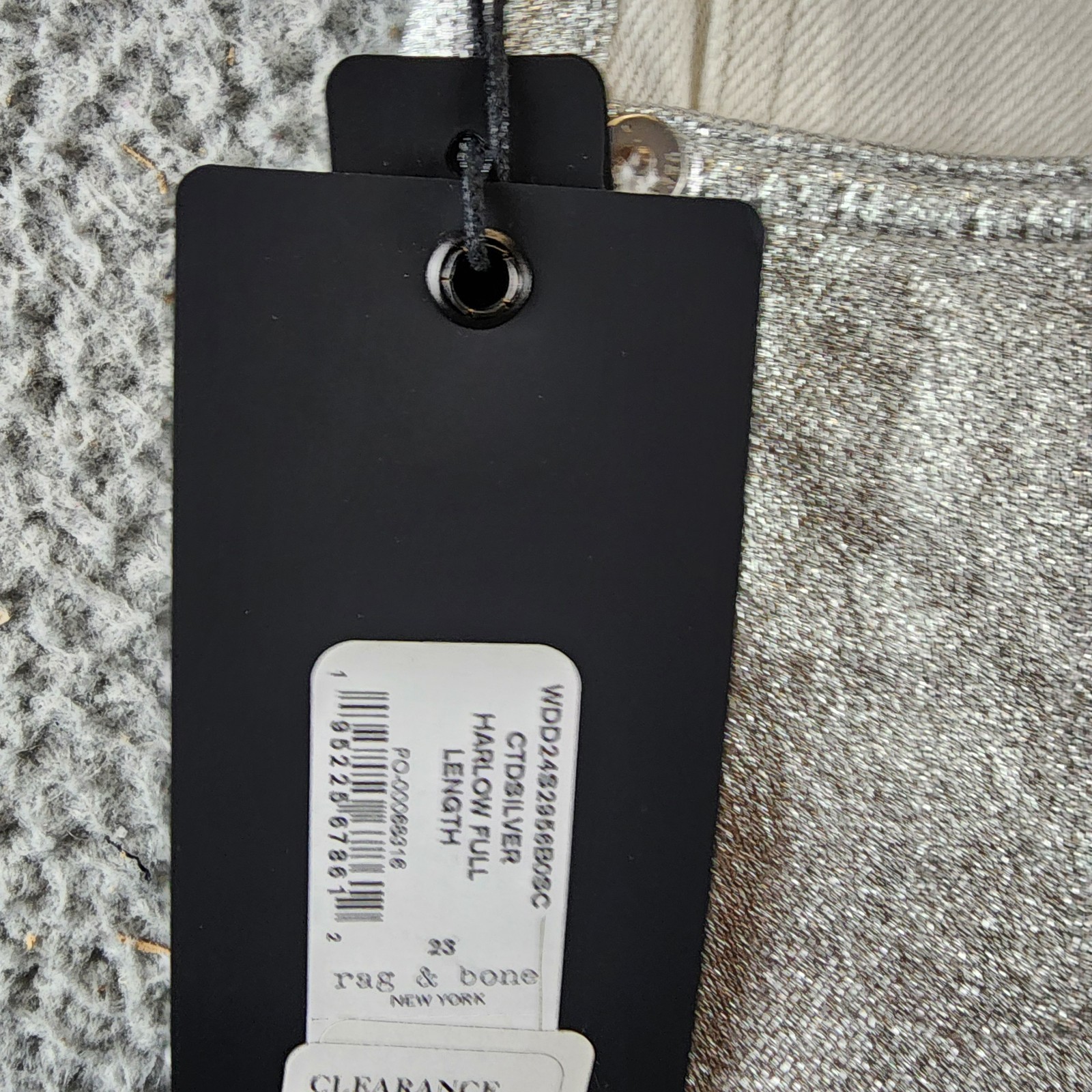 rag & bone Harlow High Rise Straight Jeans Women's 23 Coated Silver Button Zip - Picture 5 of 15