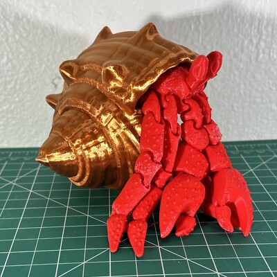 3D Printed Articulated Hermes the Hermit Crab - MovableMarine Creature Figurine