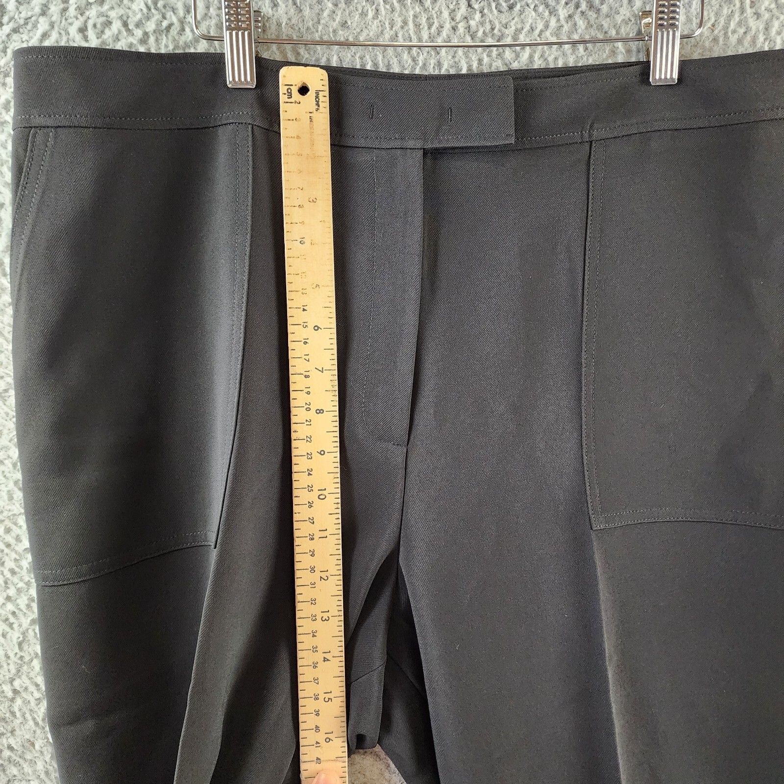 Anne Klein Slim-Leg Ankle Pants Women's 16 Black Extended Tab W/ Zip Fly Closure - Picture 8 of 13