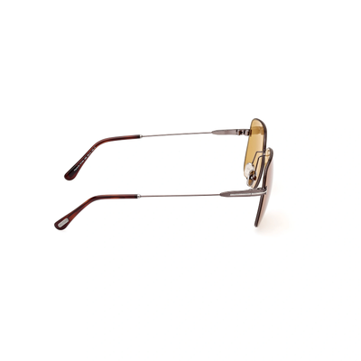 Pre-owned Tom Ford Sunglasses Men Silver Brown Crystal Yellow Square Ft0994 08e Pierre-02