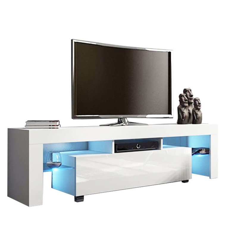 High Gloss LED TV Stand Cabinet 51" Entertainment Center Desk Modern Living Room