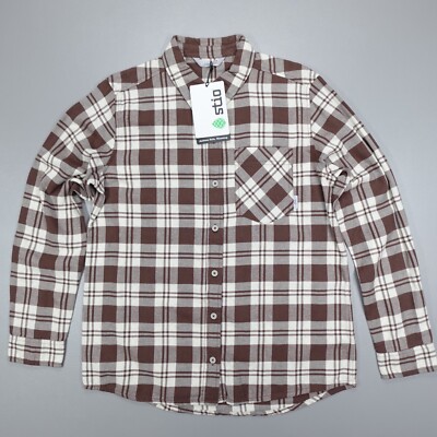 Stio Dovetail Lightweight Flannel Shirt 100% Organic Elk Shadow Check Size M