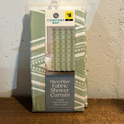 Comfort Bay Green Microfiber Fabric Shower Curtain 70 x 72 inch