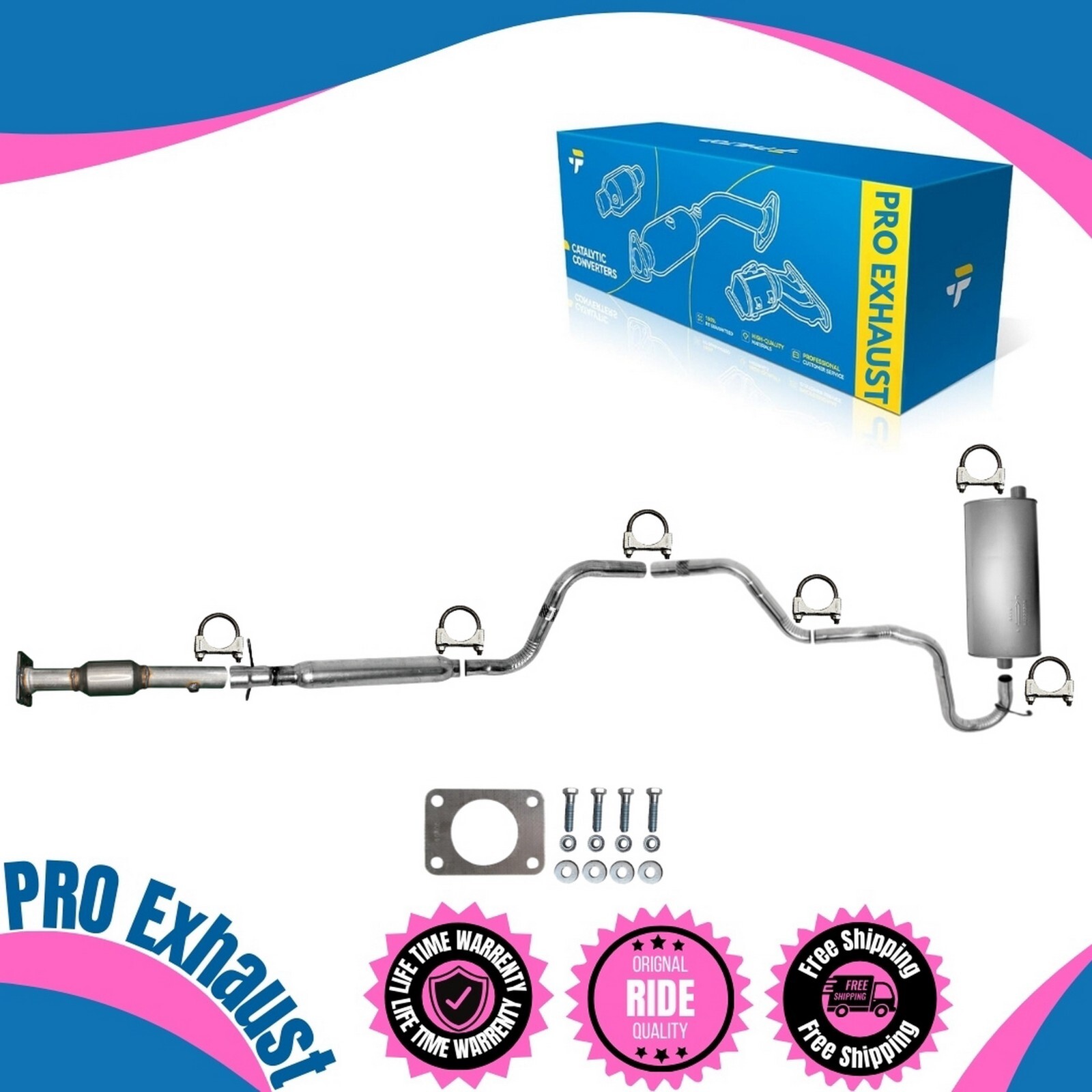 Front Cat+Res+Rear Muffler For97-99 Oldsmobile 88 3.8L Naturally Aspirated|VIN K