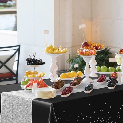 4 Pack Tablecloth and Sequin Table Runner Set,Dots Confetti Table Cover Dinin...