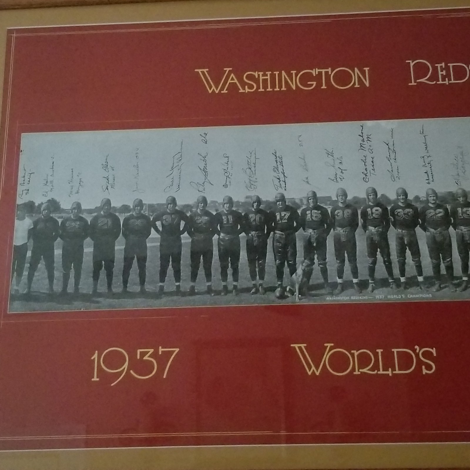 Washington Redskins 1937 World Championship Autographed Team Photo  26