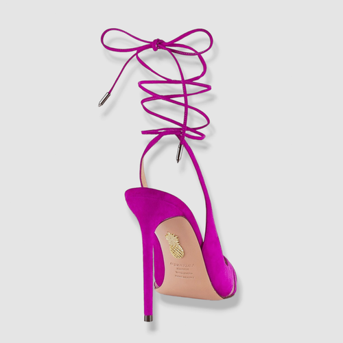 Pre-owned Aquazzura $795  Women's Purple Unfaithful Strappy Pumps Heel Shoes 37.5 Eu/7.5 Us