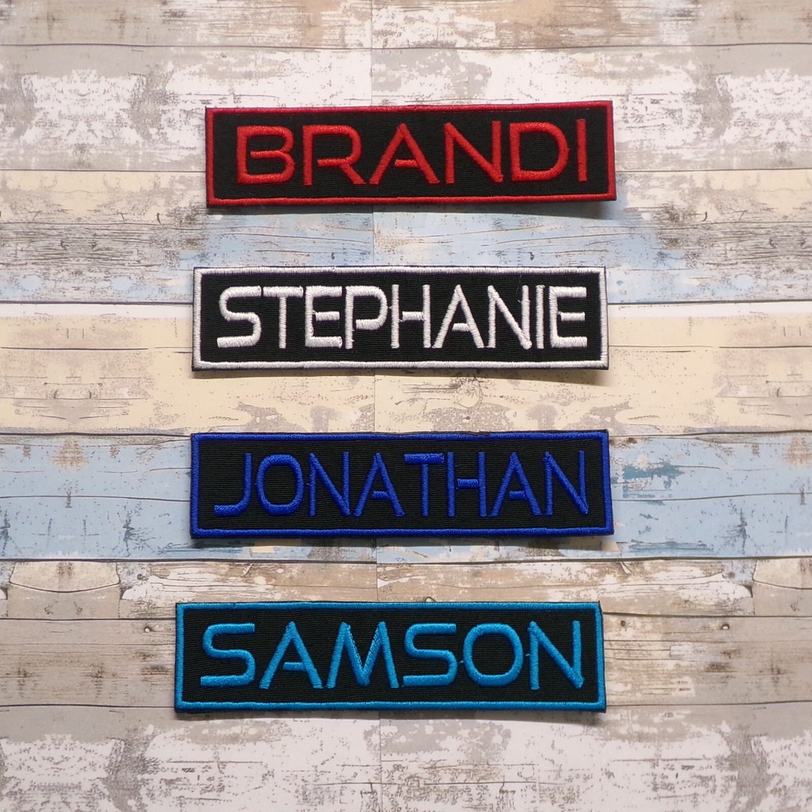 Custom Patch Name Tag Patch w/ Hook and Loop Fasteners or Iron on Embroidered