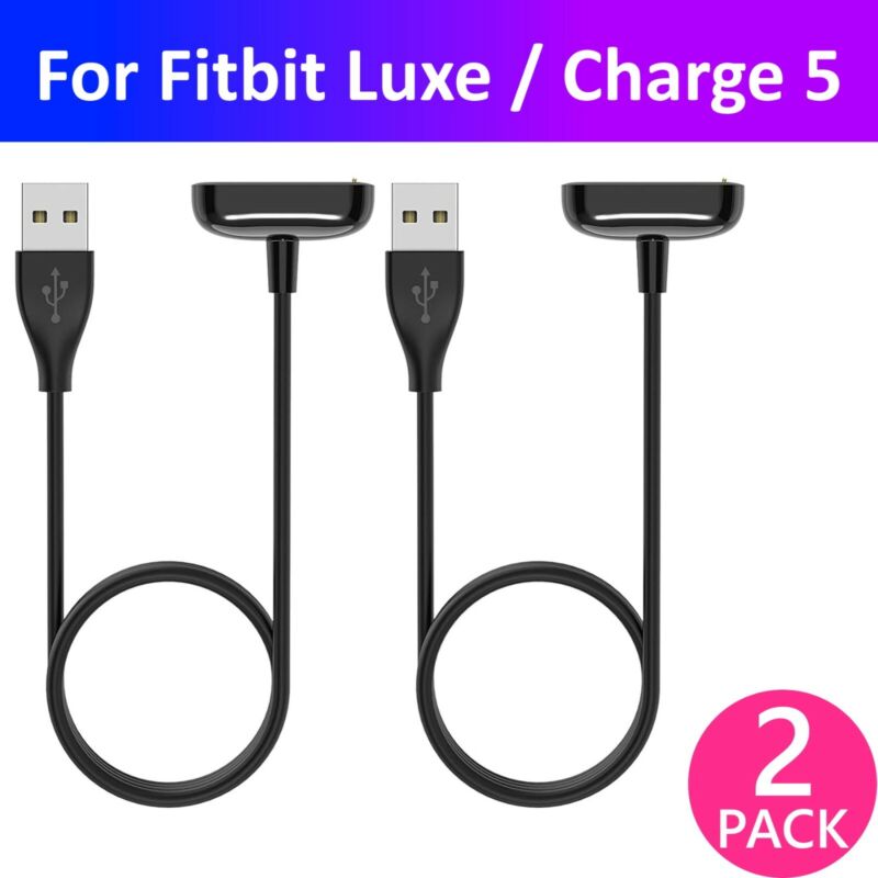 2x USB Charger Charging Cable Replacement 50cm Cord for Fitbit Luxe / Charge 5