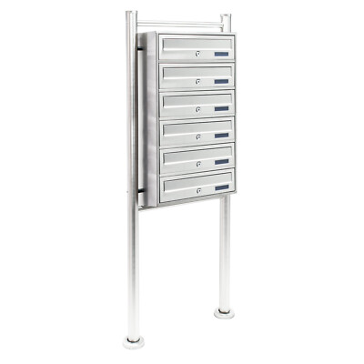 6er Briefkastenanlage Standbriefkasten Edelstahl Postfach 6 fach