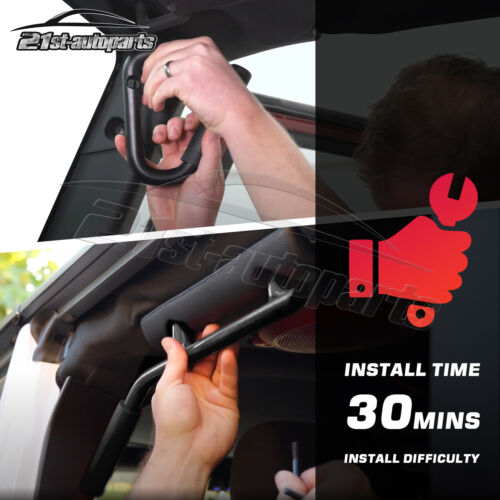 Full Rear + Front Roof Grab Grip Bar Pull Handles For 2007-2018 Jeep Wrangler JK