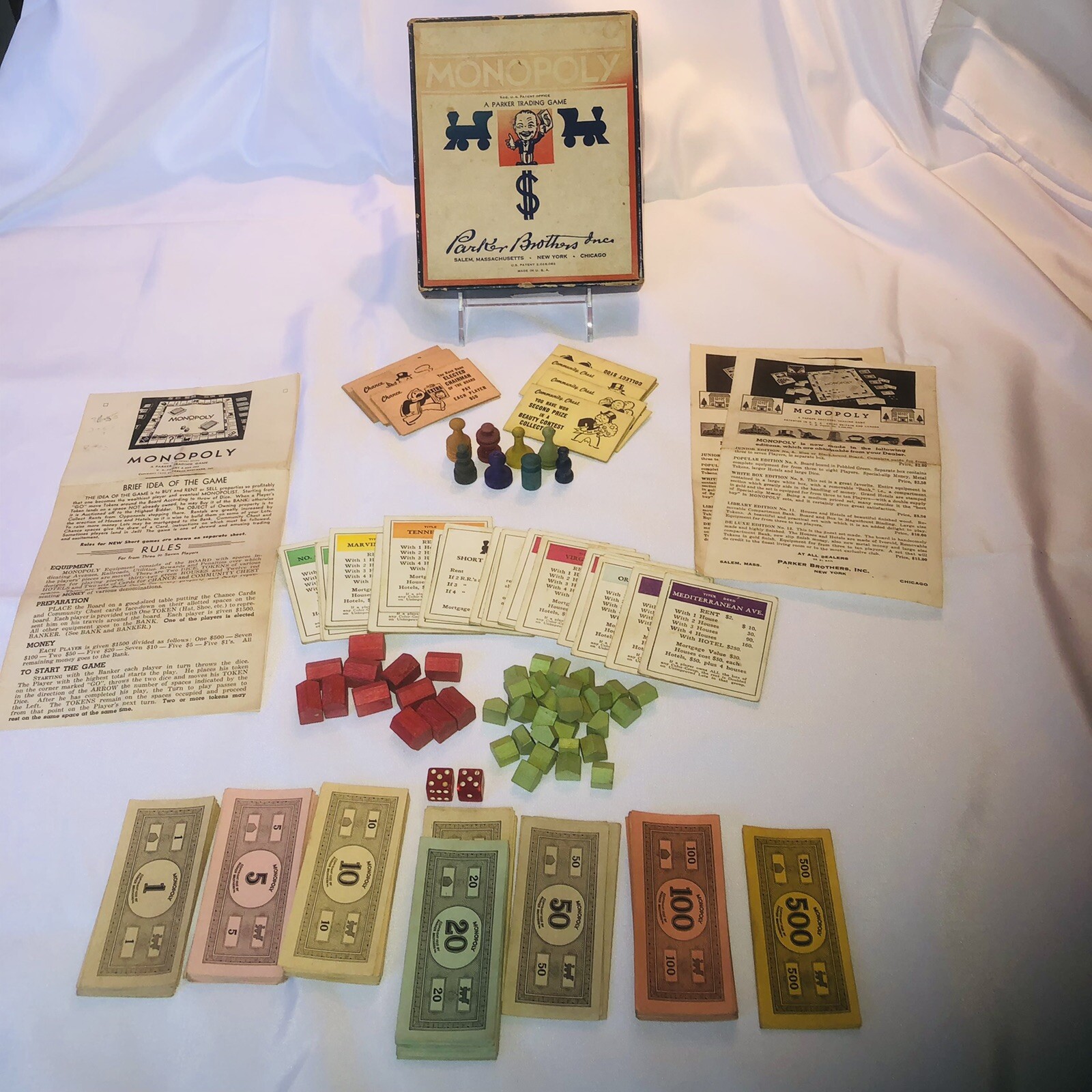 モノポリー　確認用 Vintage 1936 MONOPOLY Board Game (16) Chance Cards Set