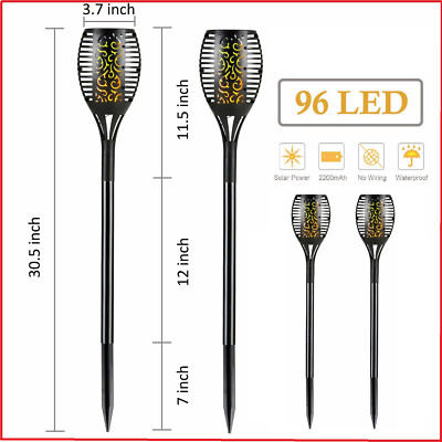 4-Pack 96-LED 3-Lighting Modes Solar Torch Light Dancing Flickering Flame Lamp