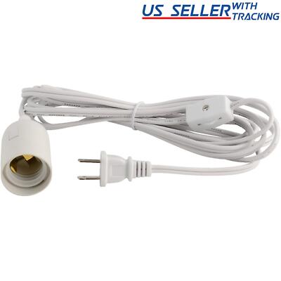 E26 Light Bulb Socket to AC Wall Outlet Plug Adapter On/Off Switch, 12 FT Cord