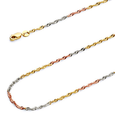 Precious Stars 14k Two-tone Gold 3.2-mm White Pave Stamped Figaro Chain Necklace