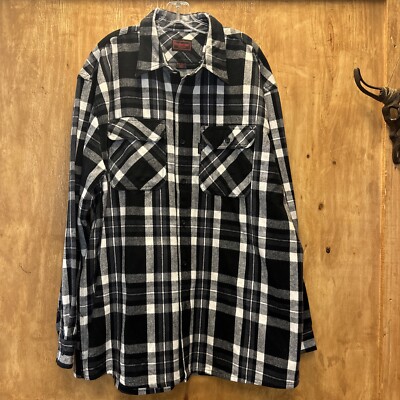 FiveBrotherMens Deluxe Heavyweight Flannel Black Plaid  western warm winter