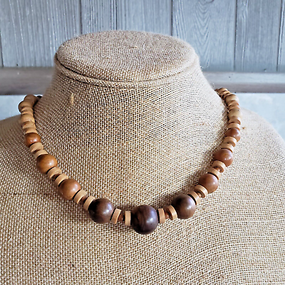 African Handmade Wooden Beaded Necklace Bown Malawi x