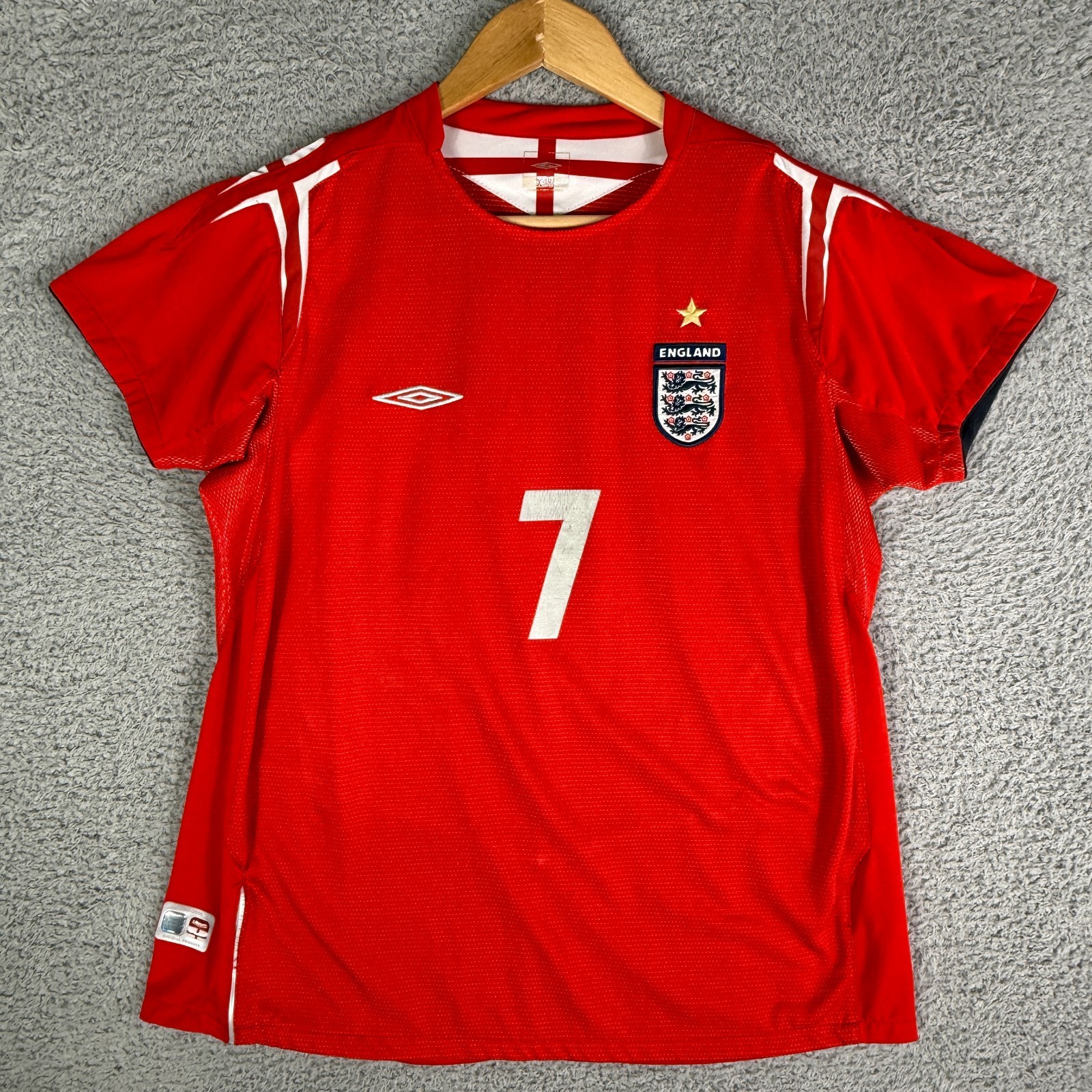 2004 イングランド代表 ベッカム サイン入りシャツ 7 ギャランティ付き イングランド（H) EURO 2004 ベッカム＃7 マッチデイ付