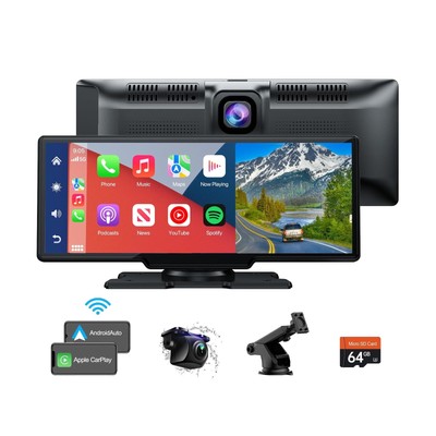Portable Wireless Apple Carplay Car Stereo with 2.5K Dash Cam,10.26'' HD Touch...