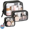 Vorspack Travel Makeup Bag - 3 Pack Travel Toiletry Bag for Women Clear Cosmetic Bag Makeup Organizer Zipper Pouch for Travel Essentials Storage - Black