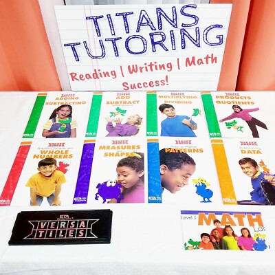 Level 3 Math Lab VersaTiles Kit + 8 Books 3rd Grade Children Mathematics Kids