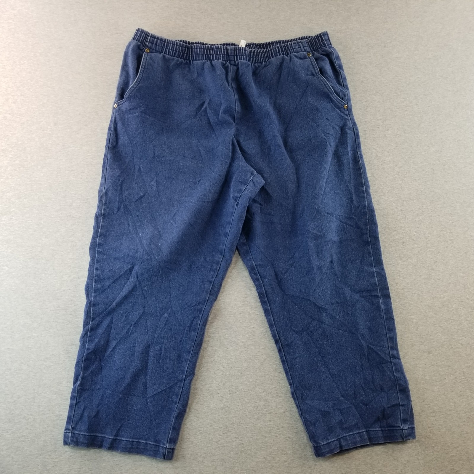 Hastings Jeans Women's Sz XL Blue Wash Elastic Waistband Capri Grannycore