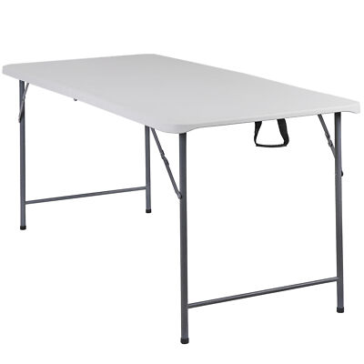 6FT Folding Table Fold-in-Half Utility Table or Working Meeting Parties Picnic