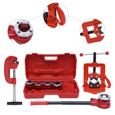 5 Dies 1/2'' UP TO 2'' Pipe Cutter Plumbing Tool  Ratchet Type Pipe Threader Set