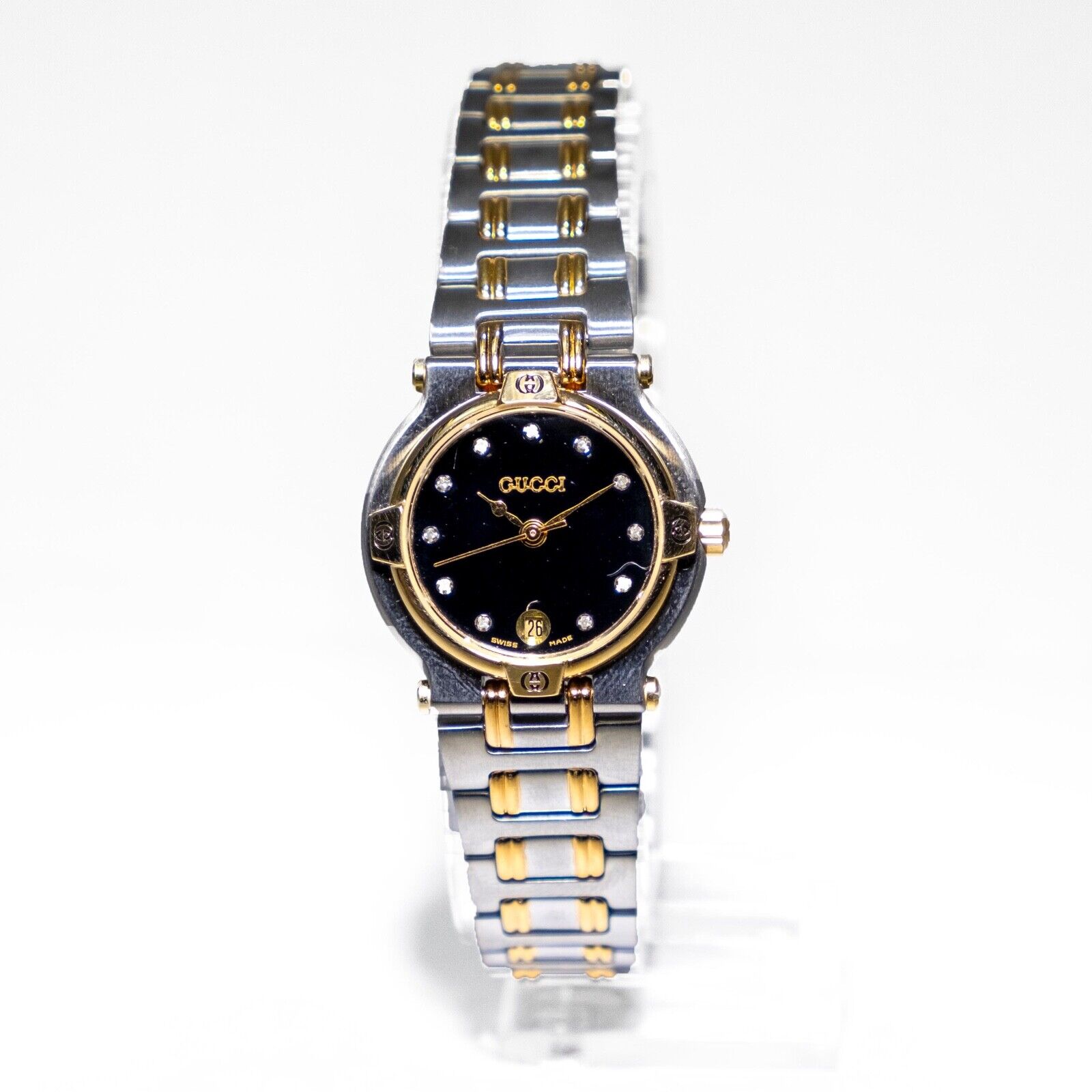 Ladies 9000L Two-Tone Stainless Diamond-Markers Gucci Watch Ladies 9000L Two-Tone Stainless Diamond-Markers Gucci Watch