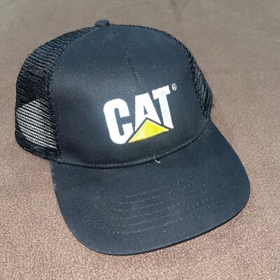 NEW CAT Mining Baseball Hat Genuine Caterpillar Merch Solid Black Mesh Back Hat