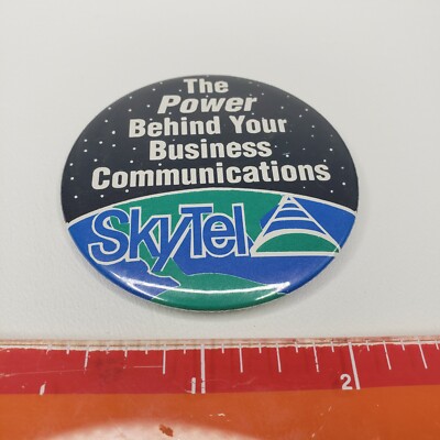 Vtg 90s Skytel Button Pin 2'' Promo Pager Motorola The Power Behind Business