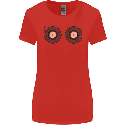 Boob Decks DJ DJing Funny Turntable Vinyl Womens Wider Cut T-Shirt