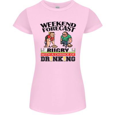 Weekend Forecast Rugby Funny Beer Alcohol Womens Petite Cut T-Shirt