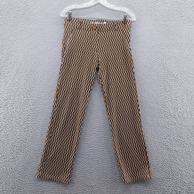 Betabrand Womens Dress Pant Yoga Pants Small Rust Geometric Print Straight Leg