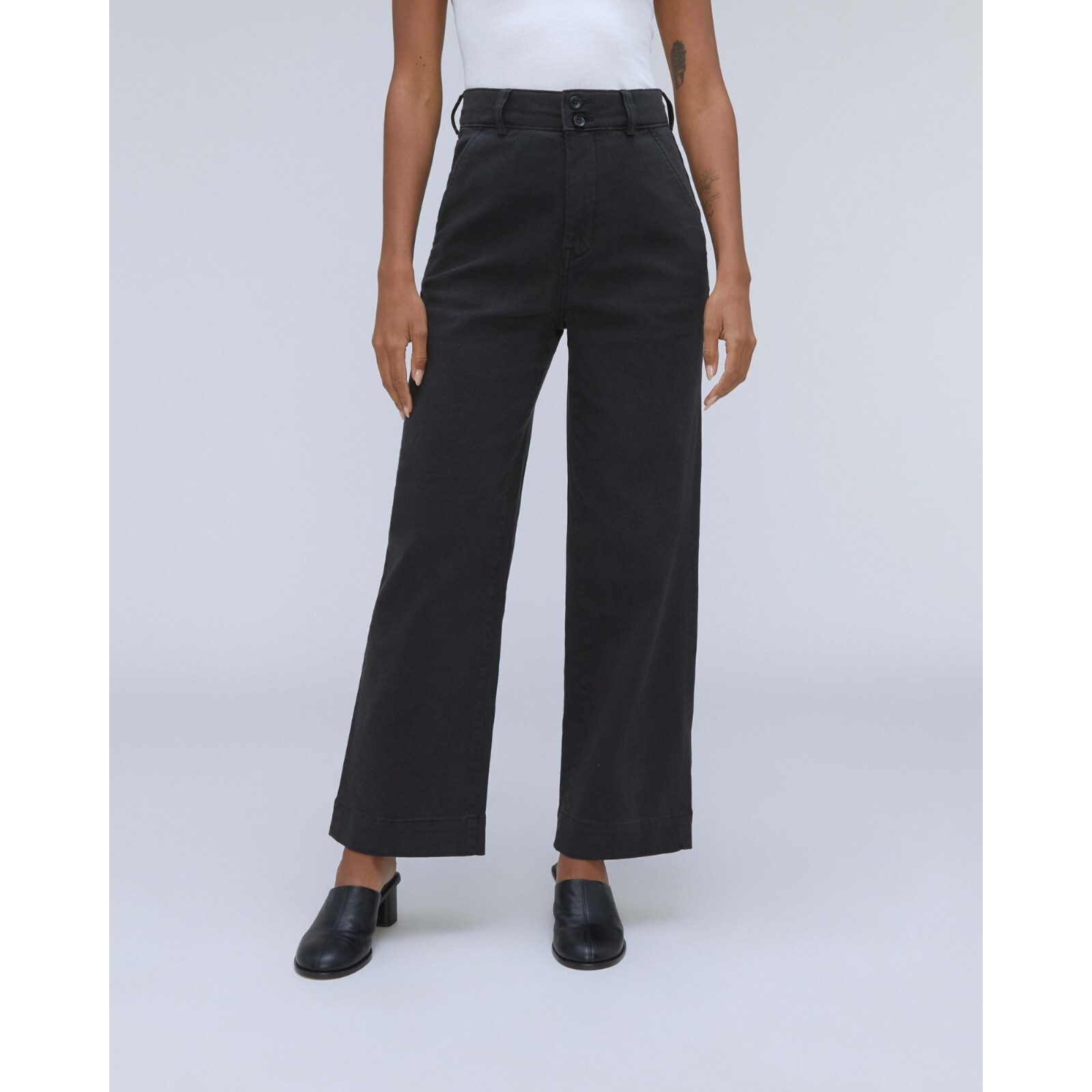 Everlane Womens The Organic Wide-Leg Pants Twill High Rise