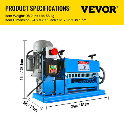 VEVOR Electric Wire Stripping Machine 1.5-38mm Cable Stripper 0.06"-1.5"  1/2HP